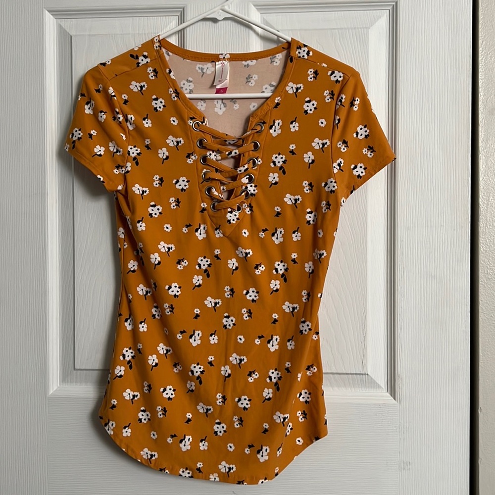 Floral yellow shirt